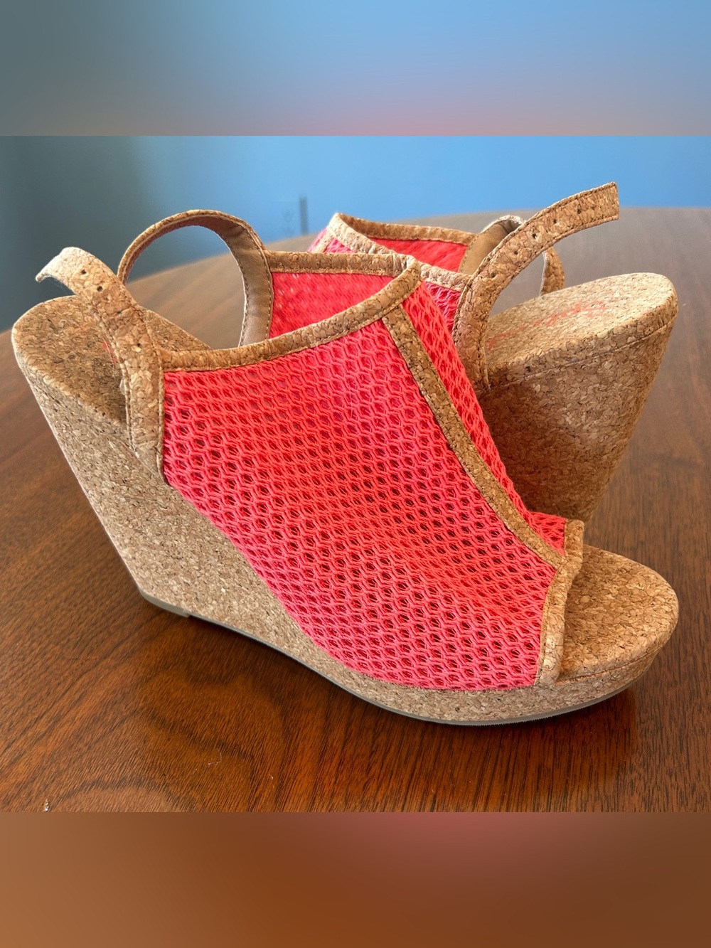 Summer Wedges, Cork, Splendid brand, Coral / Bright